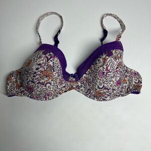 Calida Slightly Padded Plus Size Bra Full Cup  Size 38B 88% Cotton Floral Print